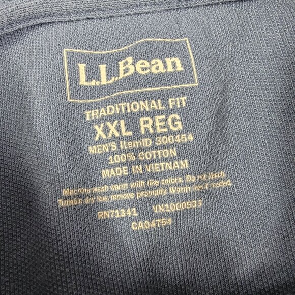 LL Bean Mens XXL Reg Traditional Fit Polo Shirt Dark Blue Short Sleeve Work - Picture 3 of 7